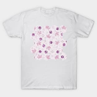 Delicate Leaves Pattern Pink Lilac T-Shirt